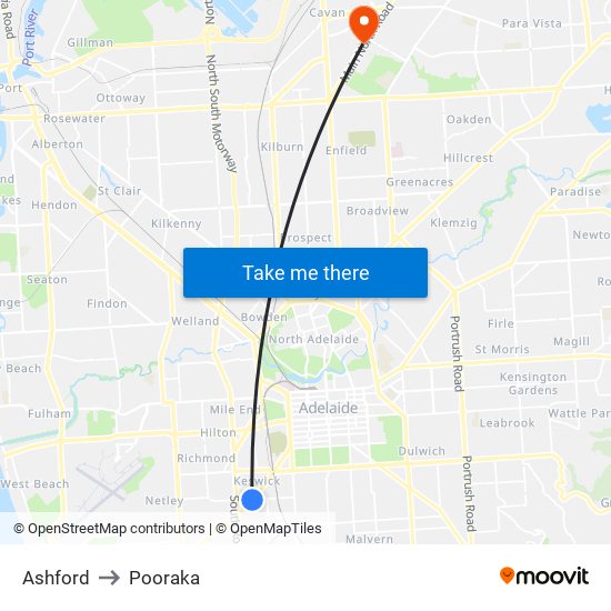 Ashford to Pooraka map