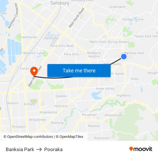 Banksia Park to Pooraka map