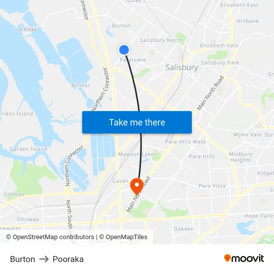 Burton to Pooraka map