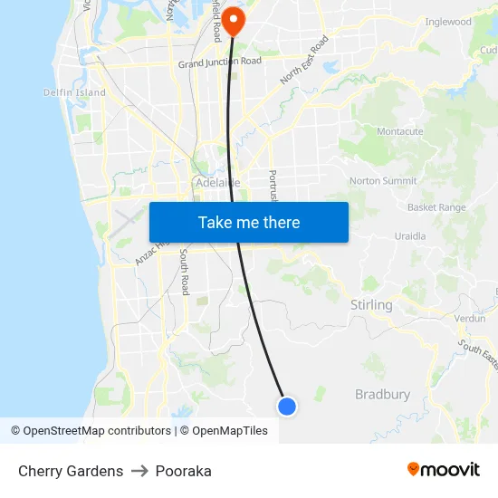 Cherry Gardens to Pooraka map