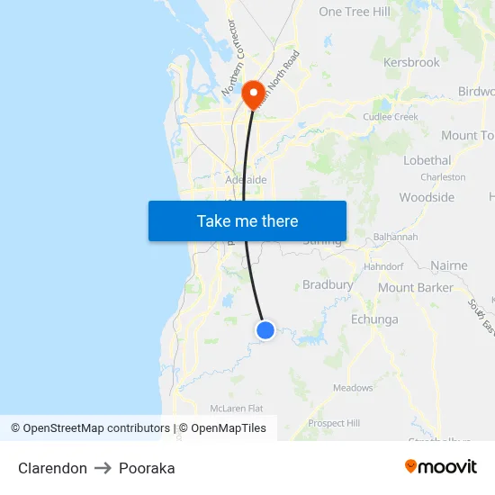 Clarendon to Pooraka map