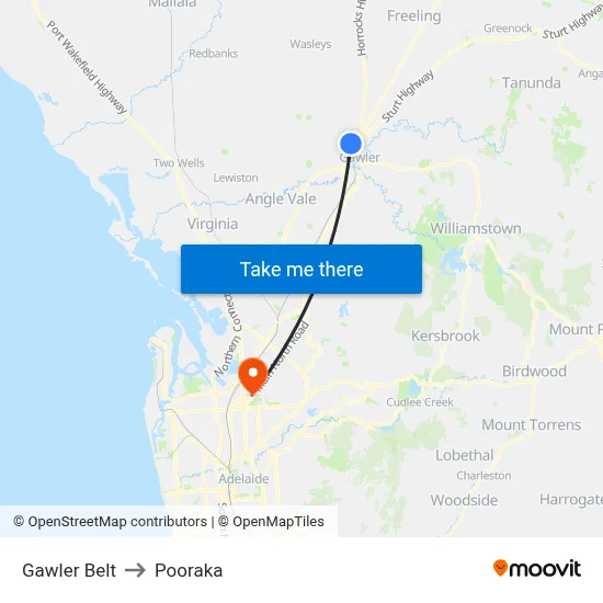Gawler Belt to Pooraka map