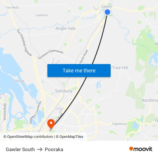 Gawler South to Pooraka map