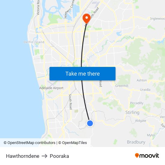 Hawthorndene to Pooraka map