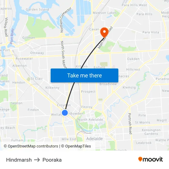 Hindmarsh to Pooraka map