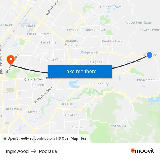 Inglewood to Pooraka map