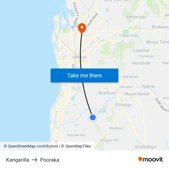 Kangarilla to Pooraka map