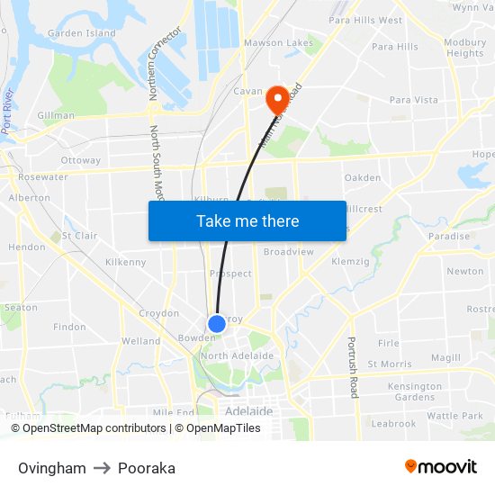 Ovingham to Pooraka map