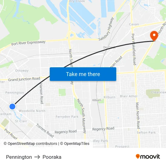 Pennington to Pooraka map