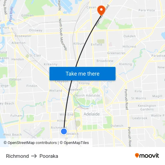 Richmond to Pooraka map