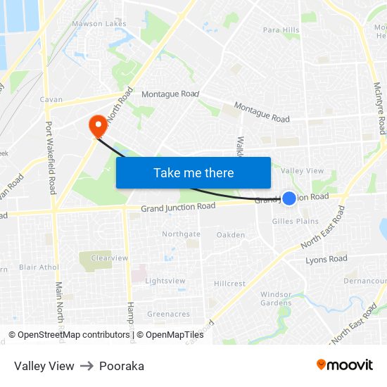 Valley View to Pooraka map