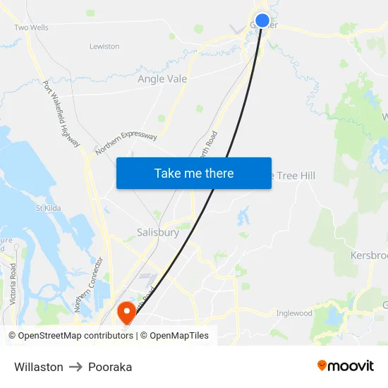 Willaston to Pooraka map