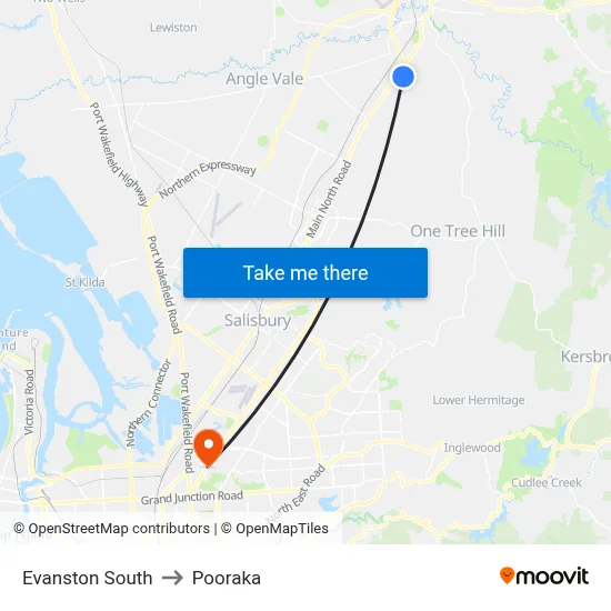 Evanston South to Pooraka map