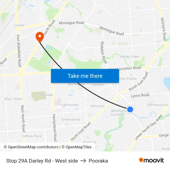 Stop 29A Darley Rd - West side to Pooraka map