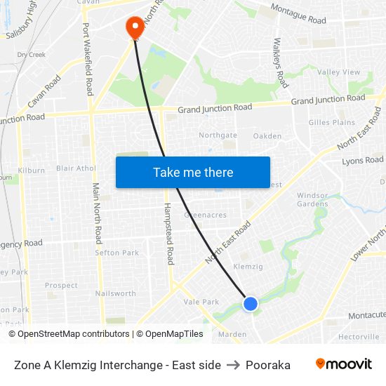 Zone A Klemzig Interchange - East side to Pooraka map