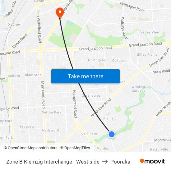 Zone B Klemzig Interchange - West side to Pooraka map