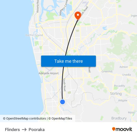 Flinders to Pooraka map