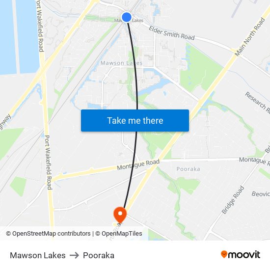 Mawson Lakes to Pooraka map