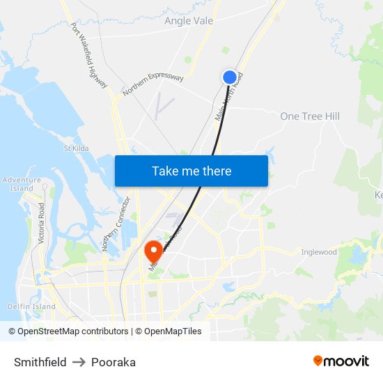 Smithfield to Pooraka map