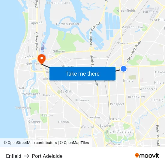 Enfield to Port Adelaide map