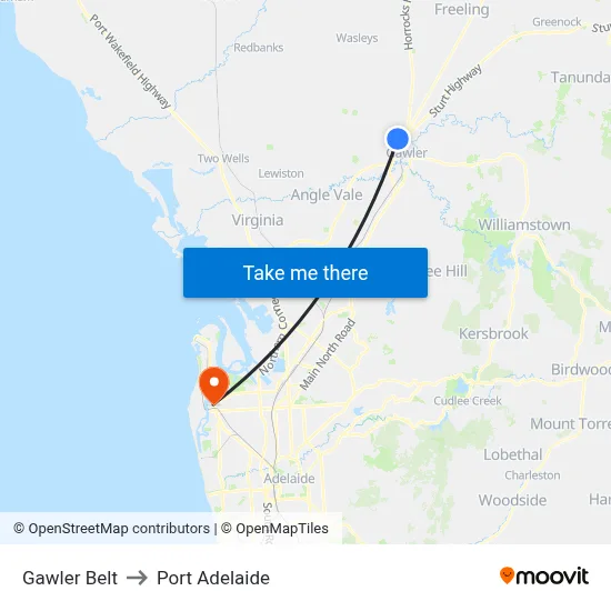 Gawler Belt to Port Adelaide map