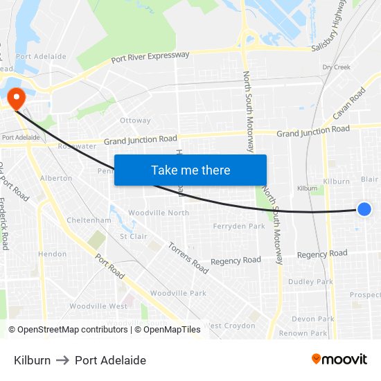 Kilburn to Port Adelaide map