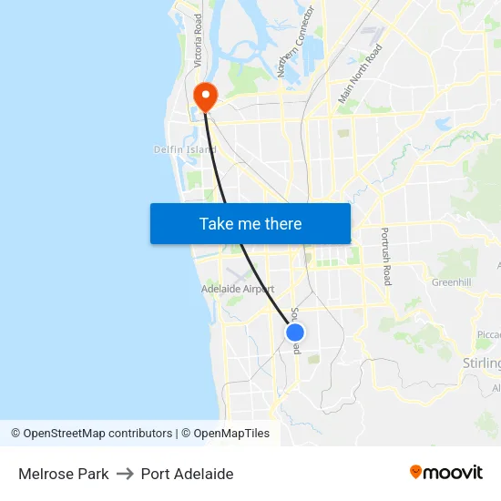 Melrose Park to Port Adelaide map