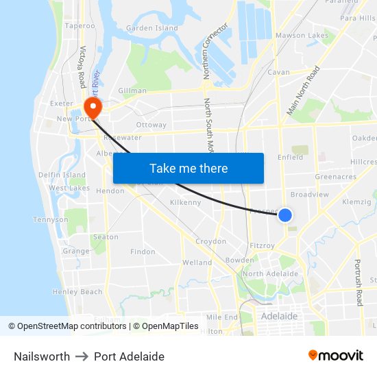 Nailsworth to Port Adelaide map