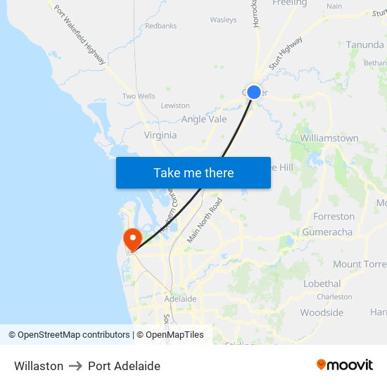 Willaston to Port Adelaide map