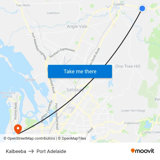 Kalbeeba to Port Adelaide map