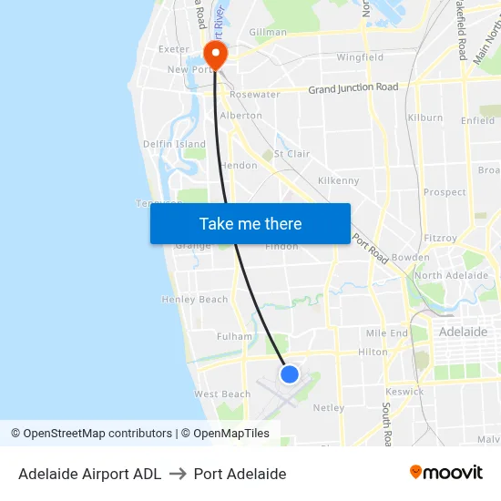Adelaide Airport ADL to Port Adelaide map