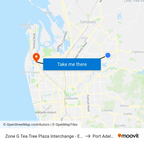 Zone G Tea Tree Plaza Interchange - East side to Port Adelaide map