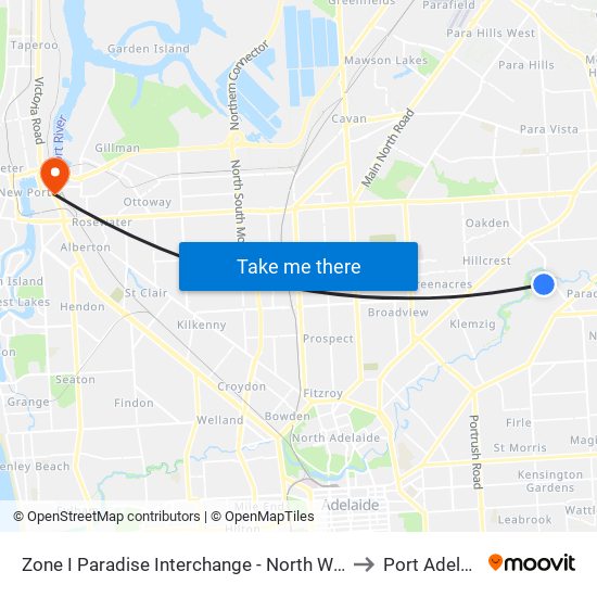 Zone I Paradise Interchange - North West side to Port Adelaide map