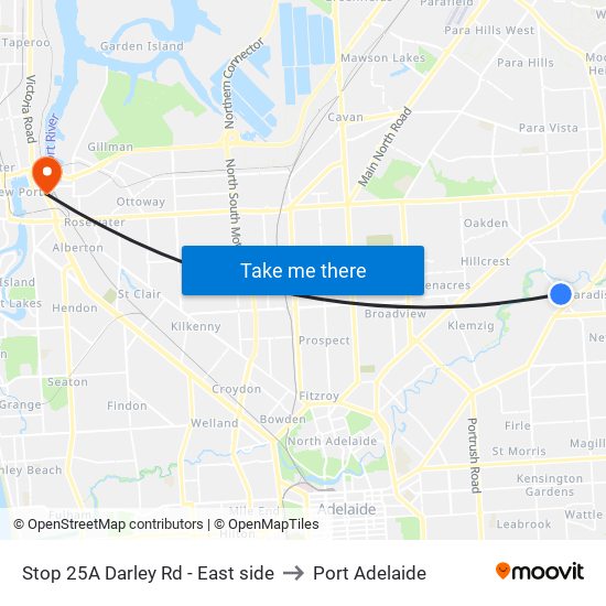 Stop 25A Darley Rd - East side to Port Adelaide map