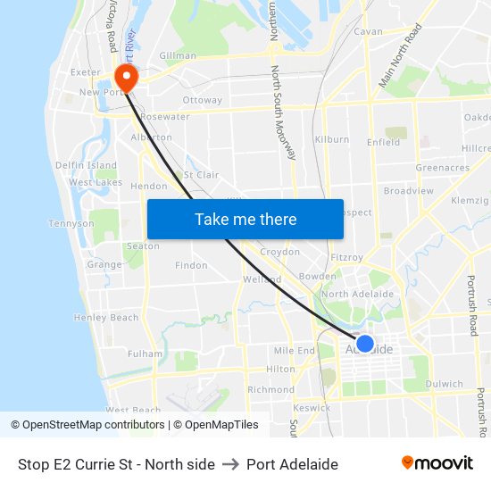 Stop E2 Currie St - North side to Port Adelaide map