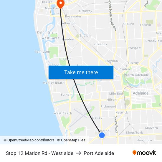 Stop 12 Marion Rd - West side to Port Adelaide map
