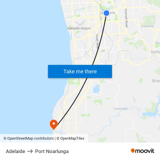 Adelaide to Port Noarlunga map