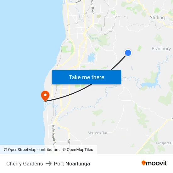 Cherry Gardens to Port Noarlunga map