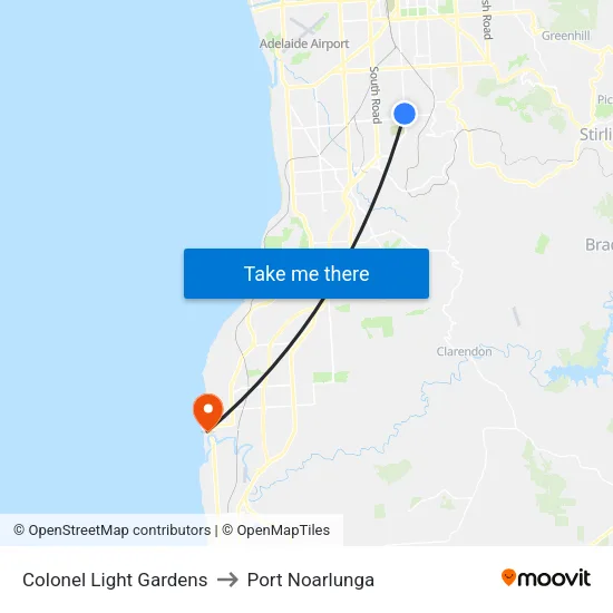 Colonel Light Gardens to Port Noarlunga map