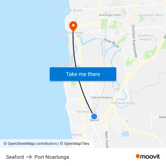 Seaford to Port Noarlunga map