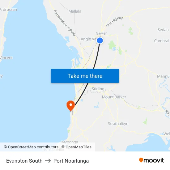 Evanston South to Port Noarlunga map