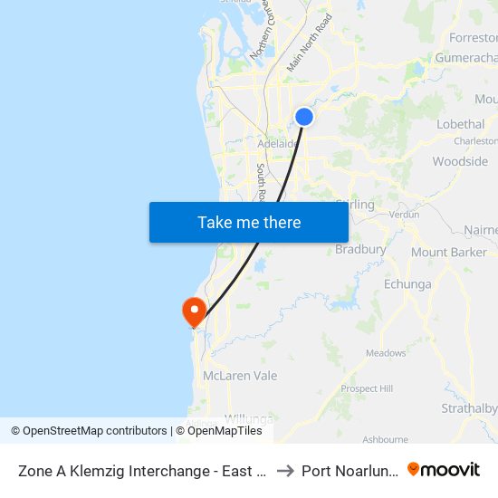 Zone A Klemzig Interchange - East side to Port Noarlunga map