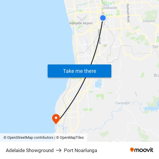 Adelaide Showground to Port Noarlunga map