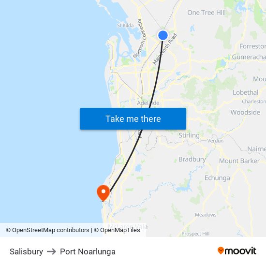 Salisbury to Port Noarlunga map