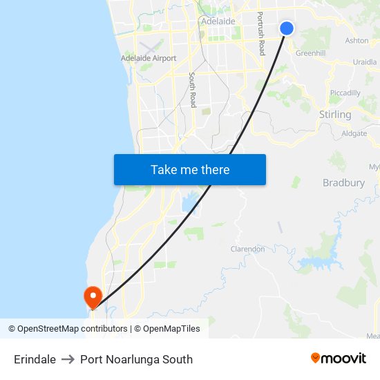 Erindale to Port Noarlunga South map