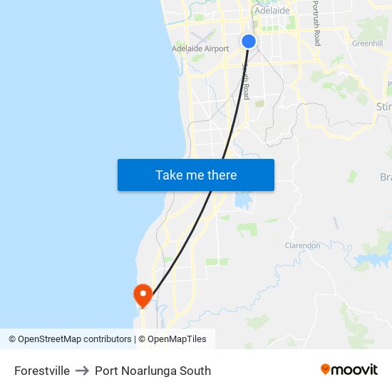 Forestville to Port Noarlunga South map