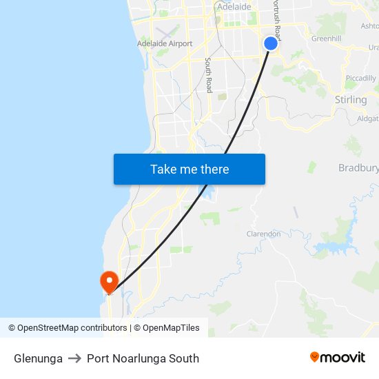 Glenunga to Port Noarlunga South map