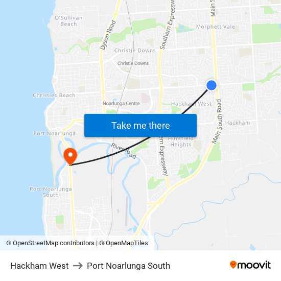 Hackham West to Port Noarlunga South map