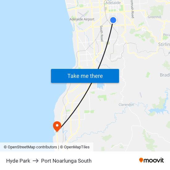 Hyde Park to Port Noarlunga South map