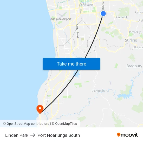 Linden Park to Port Noarlunga South map